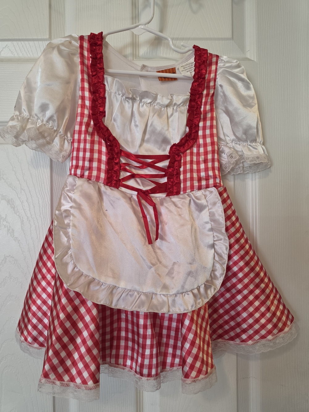 Girls Red Gingham Dirndl Costume with White Apron Size 2T